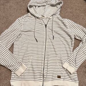 Roxy White and Black Striped Hoodie